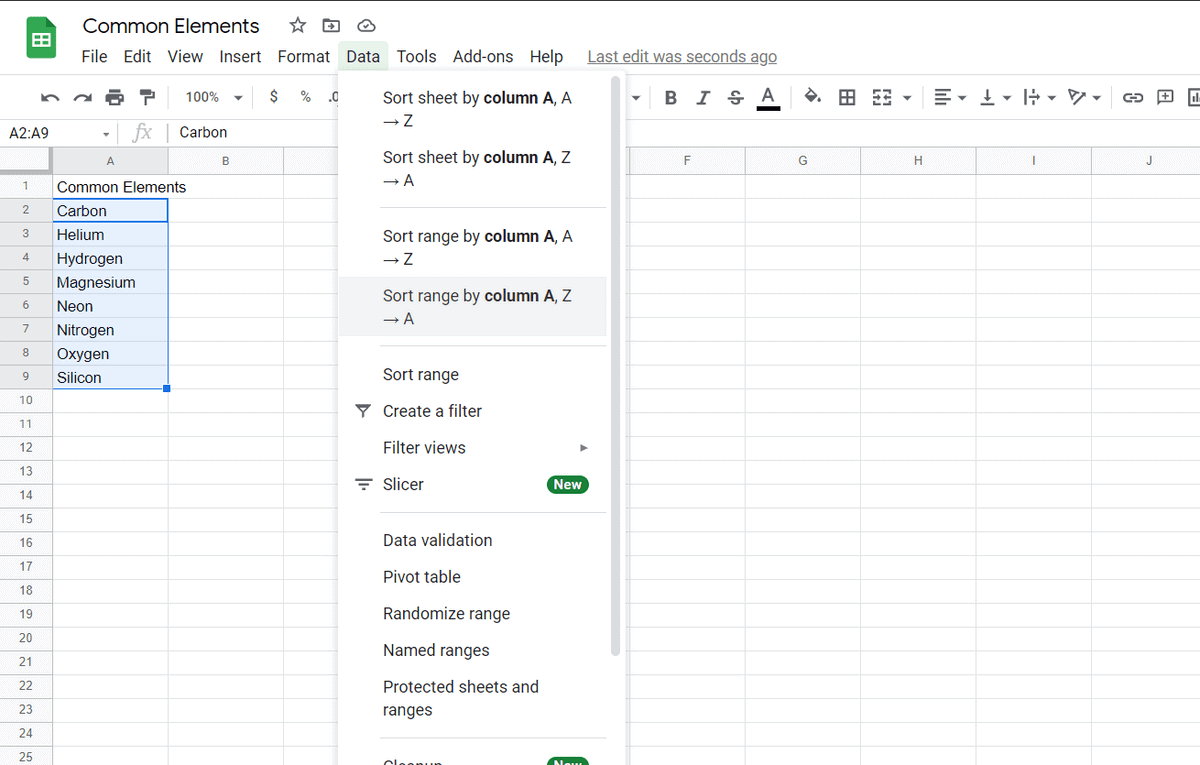 using sort range to flip data in google sheets