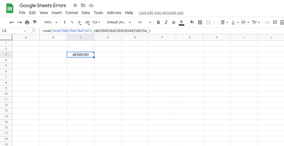 google sheets error