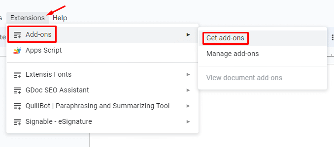 How to get add-ons in Google Docs
