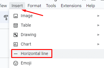 How to add a horizontal line in Google Docs