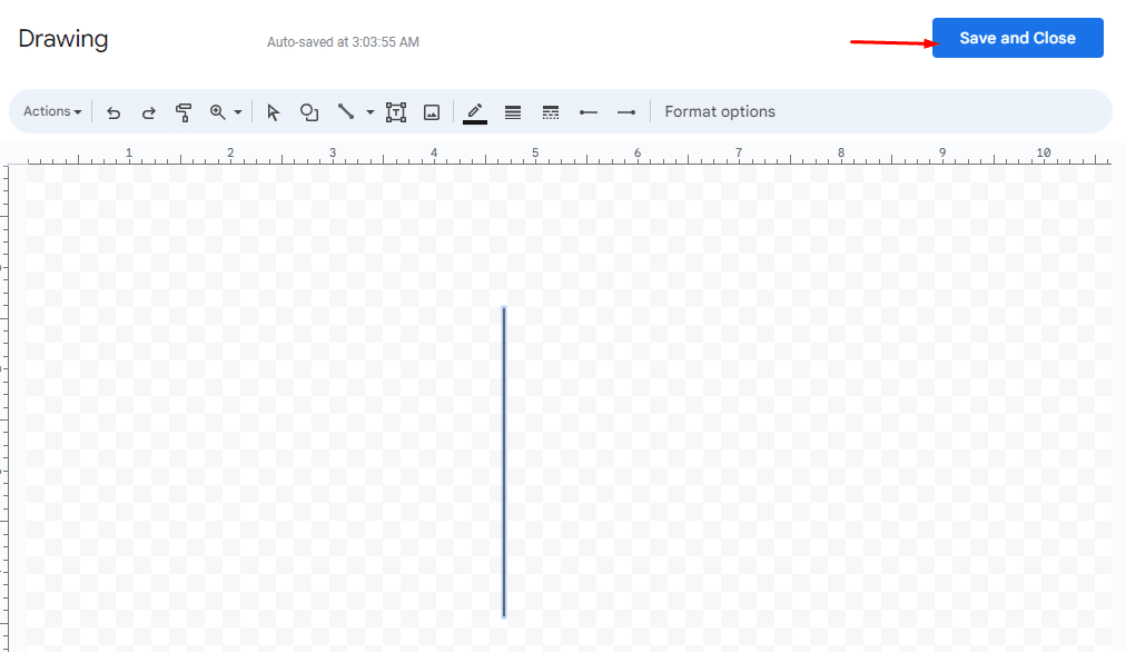 Save and close button Google Docs' Drawing tool