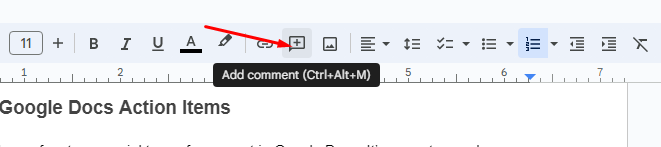 Where to find the add comment button in Google Docs