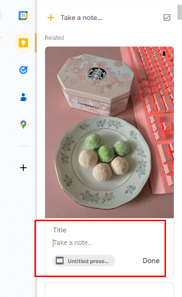 Adding title and note on an image in Google Keep