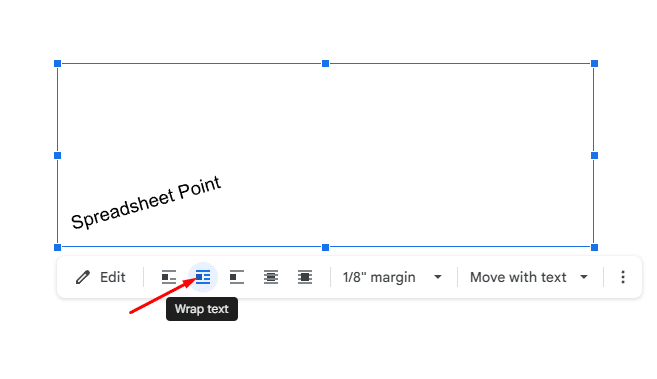 Where to find the wrap text mode in Google Docs