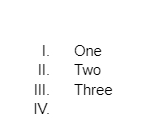 Example of Roman numeral bullet points in Google Docs