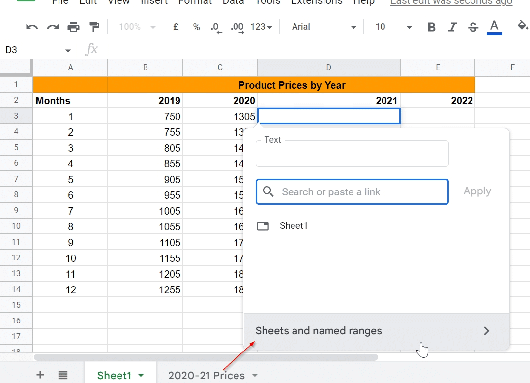 Pasting a link in Google Sheets