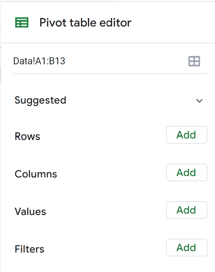 Pivot table editor