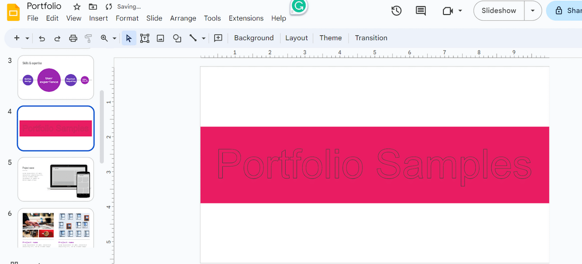 Google Slides—transparent text