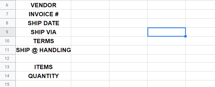 POS purchase order google sheets template