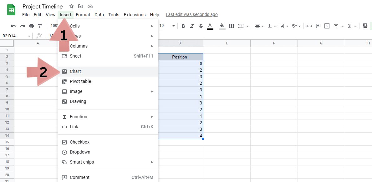 Position for the bubble chart timeline