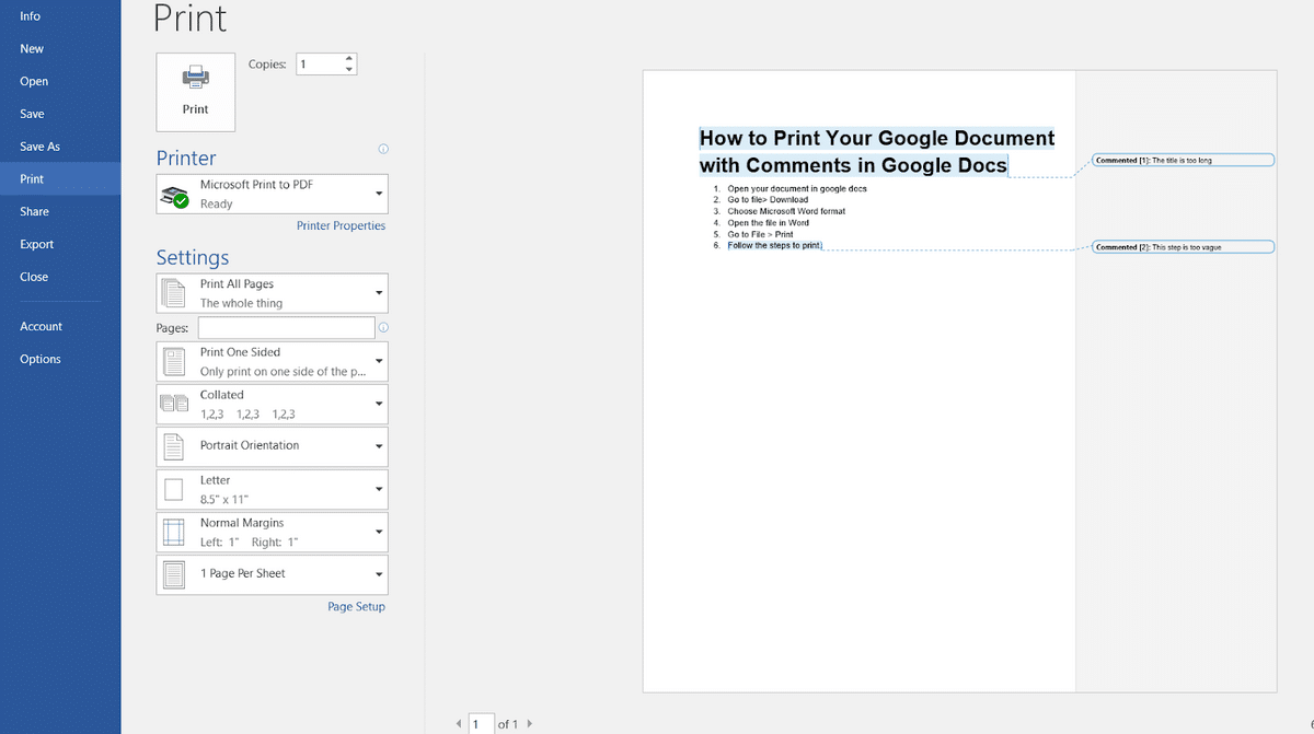 text with 'how to print google docs with comments'