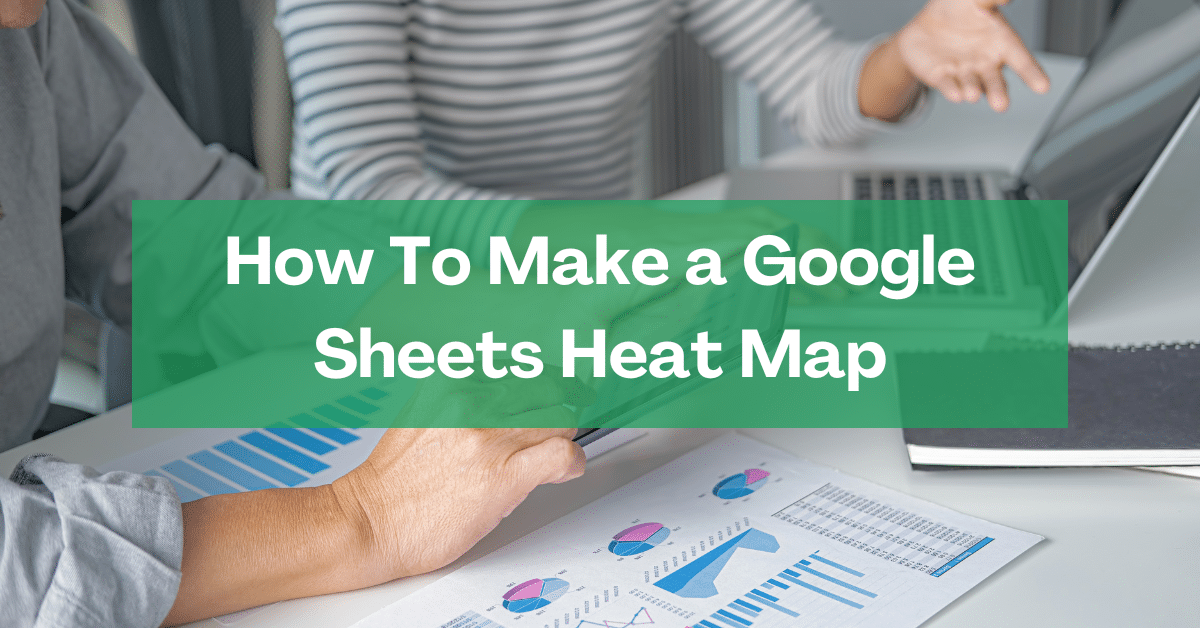 Two people are looking at a Google Sheets heat map on a tablet.