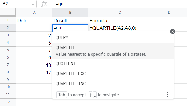 Type =qu then click on the quartile function