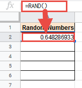 RAND function in Google Sheets