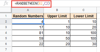 Randbetween using cell references