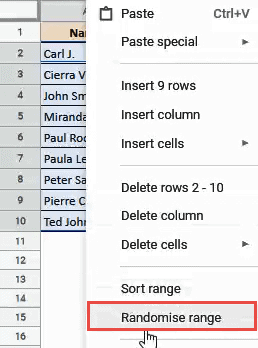 random sort google sheets