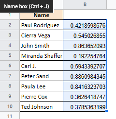 randomize google sheets