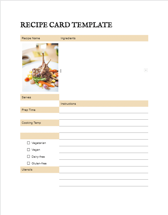 Recipe Card Template for Google Docs