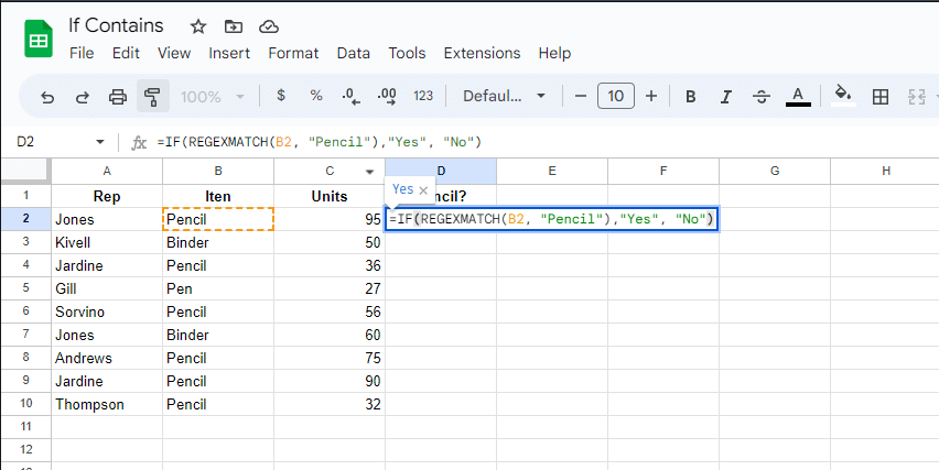 using regexmatch with if statement