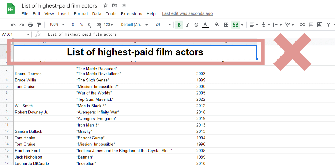 Remove headings to embed a Google Sheet on a website