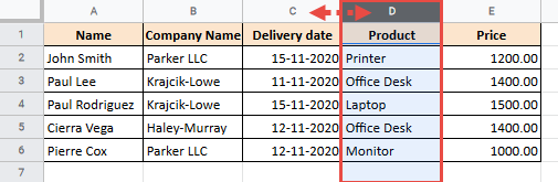 Repeat the process again to move column to the right