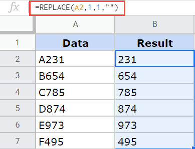 Replace function in Google Sheets