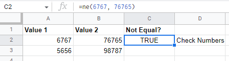 Results with the NE function