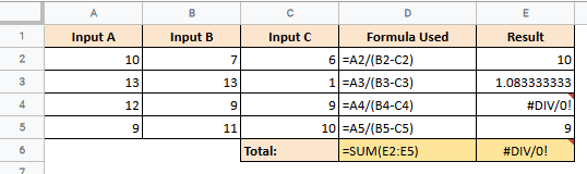 Returning a Blank in Case of Division by Zero Error