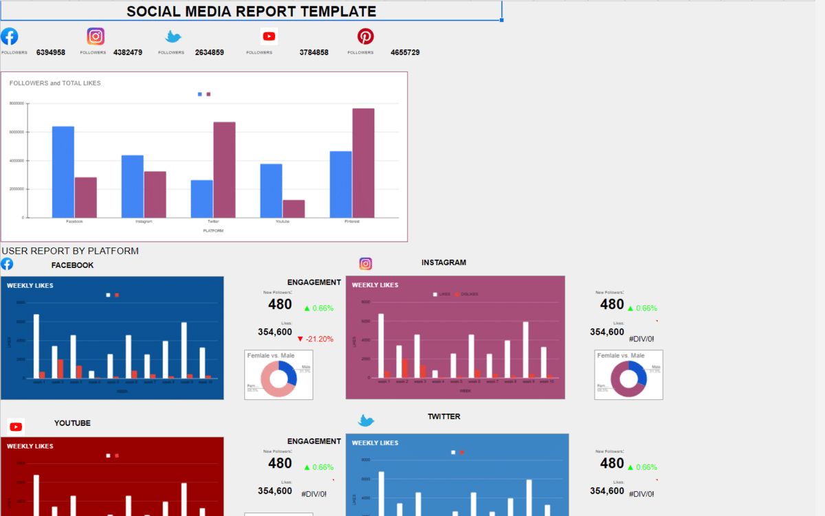 Sample Social Media Report Template Dashboard