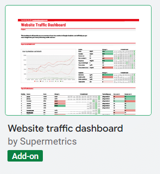 Sample website traffic dashboard