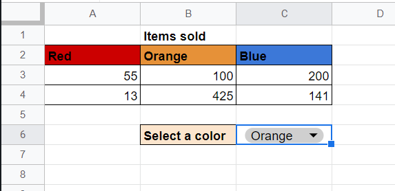 Three columns for three colors