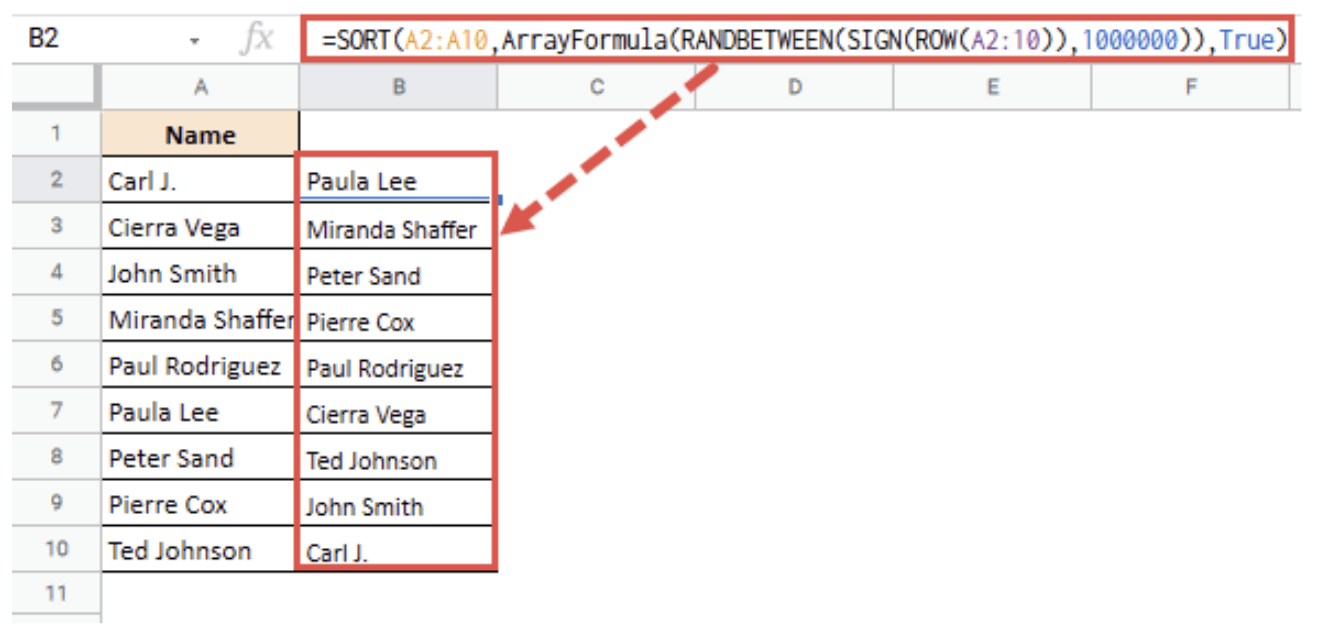 How to Randomize a List in Google Sheets (Shuffle Data)