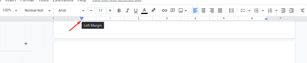 where to locate left margin tool google docs