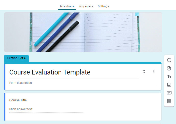 Course evaluation forms template