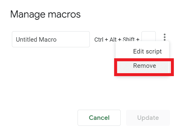 Remove macro example