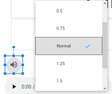 Screenshot of the playback speed options.