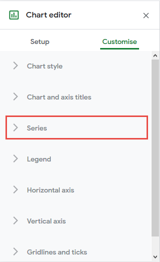 click on series in chart editor