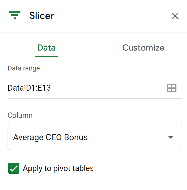 select a data range