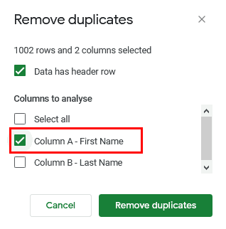 Select a specific column to find unique values