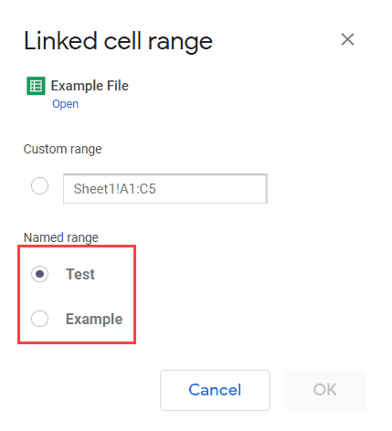 Select from Named Range in Google Sheets