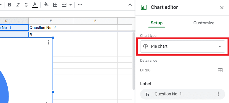 Select pie chart from the drop down list