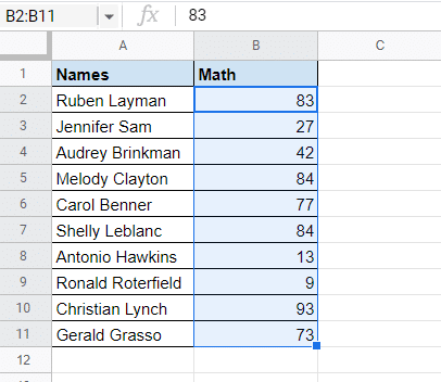 Select the appropriate cells