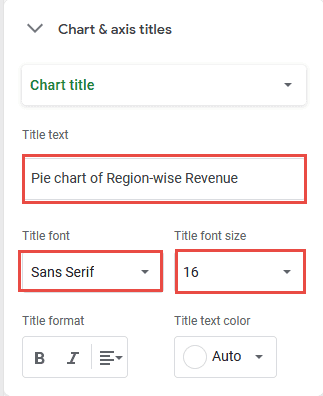 Select title text for a pie slice