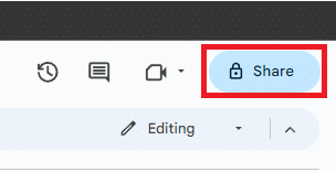 Share button in Google Docs