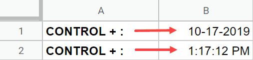 Shortcuts to Insert date and timestamp in Google Sheets