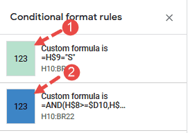 Showing the conditional formatting rules