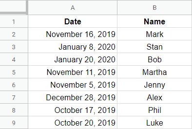 Sort Multiple Columns by date in Google Sheets