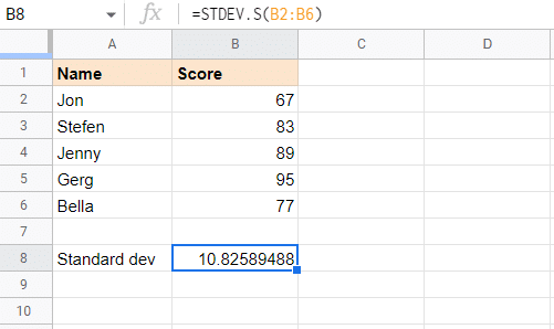 StDEv results