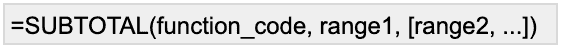 subtotal function syntax