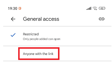 Tap on Restricted and choose anyone with link.